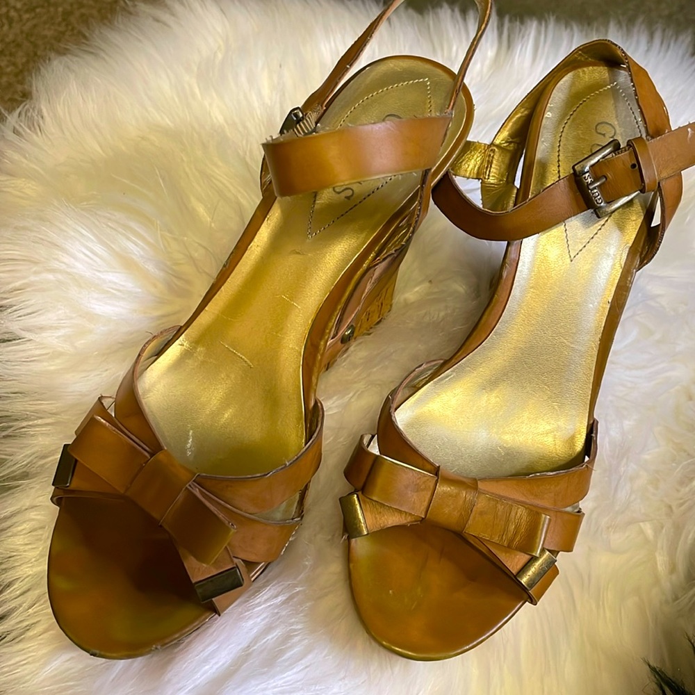Guess Wedge Brown Sandals Size 9M